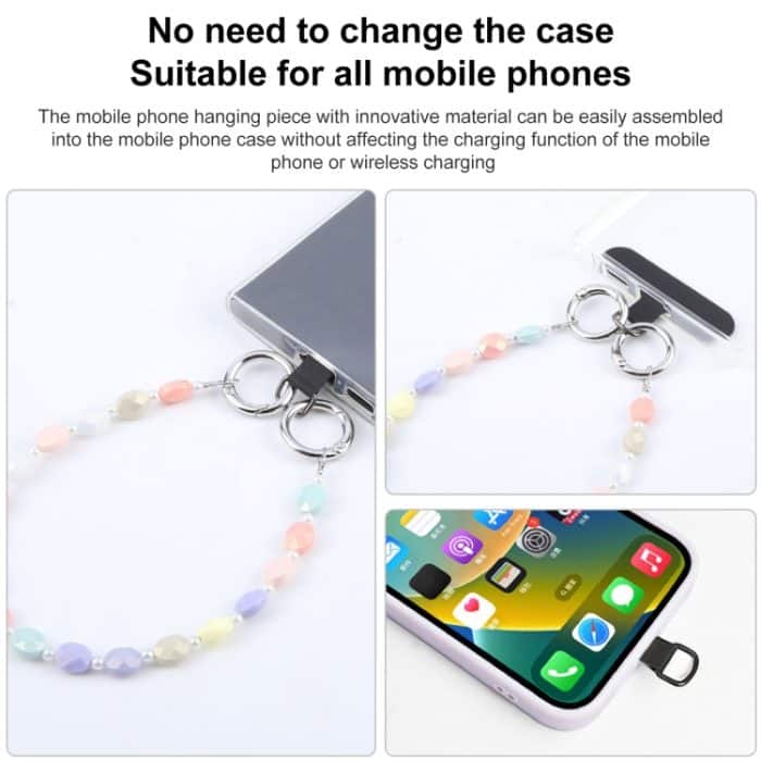 Einfache ovale Form Mehrfarbige Perlenkette Anti-Verlust-Kurzband – Bild 3