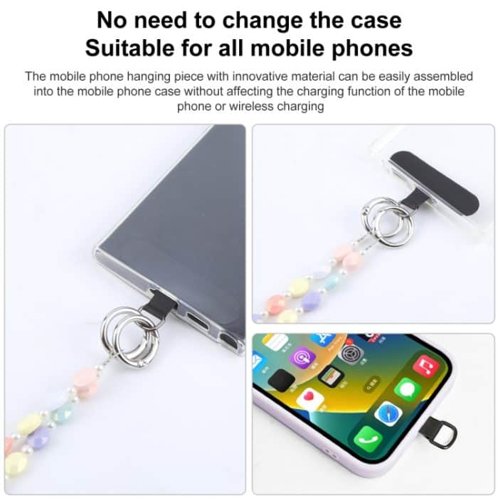 Einfache ovale Form, mehrfarbig, lange Perlenkette, Telefon, Anti-Verlust-Umhängeband – Bild 3