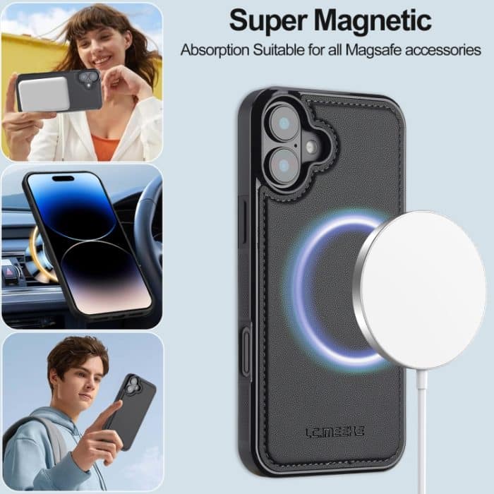 LC.IMEEKE L2-Serie Abnehmbare Magsafe PU-Telefonhülle mit Umhängeband, For iPhone 16, For iPhone 14, For iPhone 14 Pro Max, For iPhone 7 / 8 / SE 2020 2022 – Bild 3