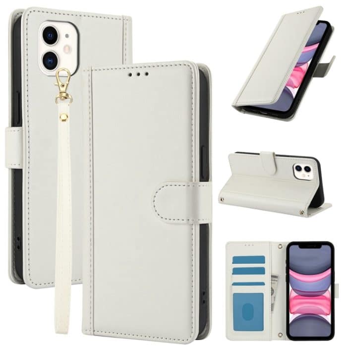 Hautgefühl, reine Farbe, Kartenfächer, Leder-Telefonhülle mit zwei Tragegurten, For iPhone 12 / 12 Pro, For iPhone 12 Pro Max, For iPhone 11 Pro Max, For iPhone 11 – Bild 1
