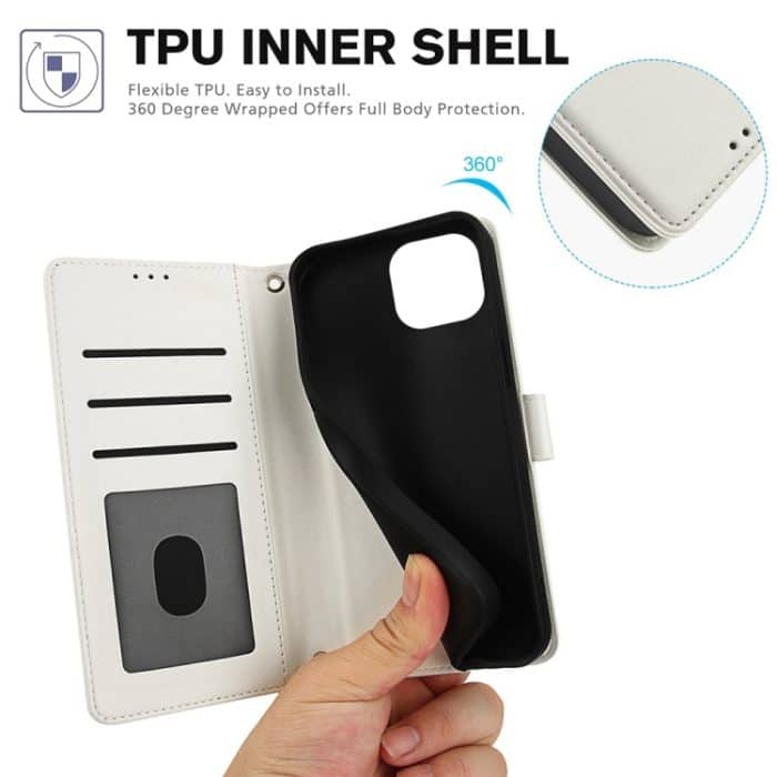 Hautgefühl, reine Farbe, Kartenfächer, Leder-Telefonhülle mit zwei Tragegurten, For iPhone 12 / 12 Pro, For iPhone 12 Pro Max, For iPhone 11 Pro Max, For iPhone 11 – Bild 4