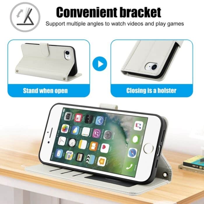 Hautgefühl, reine Farbe, Kartenfächer, Leder-Telefonhülle mit zwei Tragegurten, For iPhone 8 / 7 / SE 2022 / SE 2020, For iPhone 13 Pro Max, For iPhone 13 Pro, For iPhone 13 – Bild 3