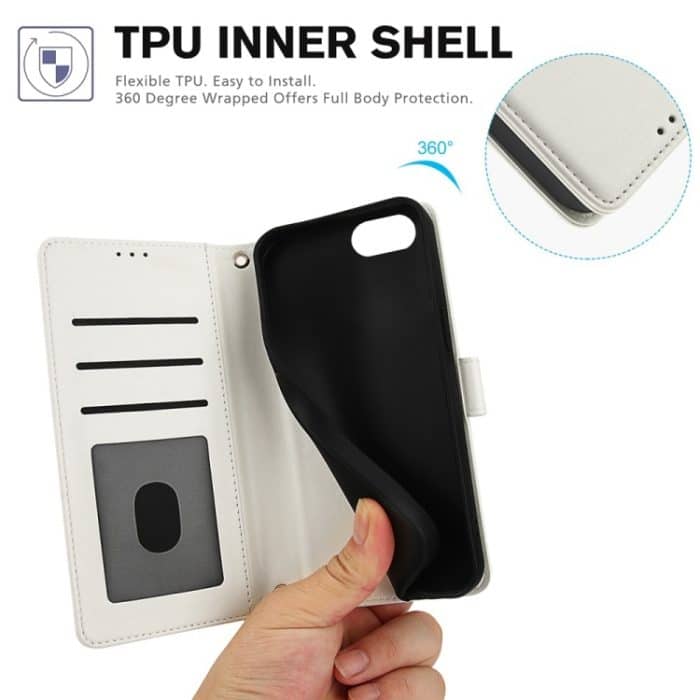 Hautgefühl, reine Farbe, Kartenfächer, Leder-Telefonhülle mit zwei Tragegurten, For iPhone 8 / 7 / SE 2022 / SE 2020, For iPhone 13 Pro Max, For iPhone 13 Pro, For iPhone 13 – Bild 4