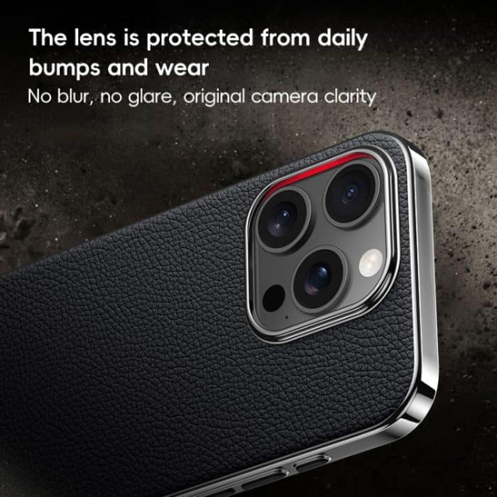 Galvanisierte PC-Telefonhülle aus Rindsleder der ersten Schicht, For iPhone 16 Pro Max, For iPhone 16 Pro, For iPhone 16, For iPhone 15 Pro Max – Bild 6