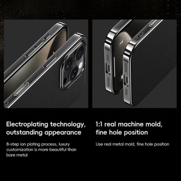 Galvanisierte PC-Telefonhülle aus Rindsleder der ersten Schicht, For iPhone 15 Pro, For iPhone 15, For iPhone 14, For iPhone 14 Pro – Bild 7