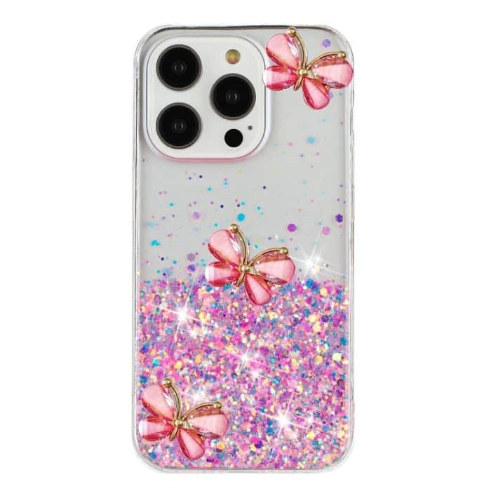 Leuchtende Sternenhimmel Glitzer Schmetterling TPU Handyhülle, For iPhone 16 Pro Max, For iPhone 16 Pro, For iPhone 16 Plus, For iPhone 16, For iPhone 15 Pro Max, For iPhone 15 Pro – Bild 3