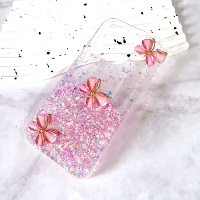 Leuchtende Sternenhimmel Glitzer Schmetterling TPU Handyhülle, For iPhone 15 Plus, For iPhone 15, For iPhone 14 Plus, For iPhone 14, For iPhone 14 Pro, For iPhone 14 Pro Max – Bild 2