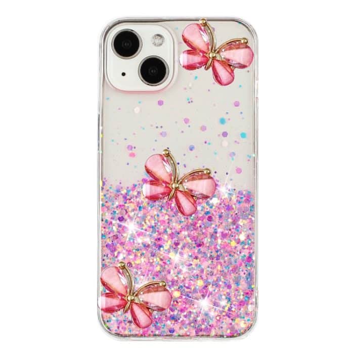 Leuchtende Sternenhimmel Glitzer Schmetterling TPU Handyhülle, For iPhone 15 Plus, For iPhone 15, For iPhone 14 Plus, For iPhone 14, For iPhone 14 Pro, For iPhone 14 Pro Max – Bild 3