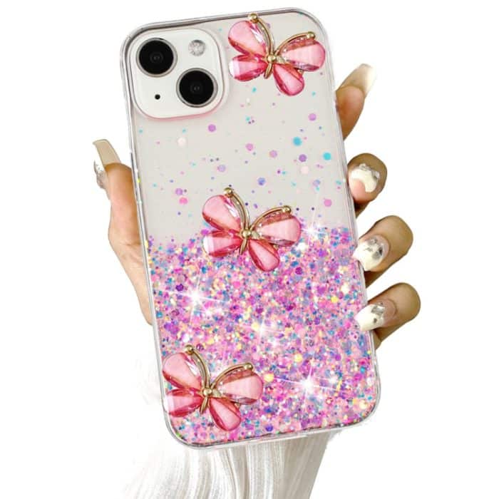 Leuchtende Sternenhimmel Glitzer Schmetterling TPU Handyhülle, For iPhone 15 Plus, For iPhone 15, For iPhone 14 Plus, For iPhone 14, For iPhone 14 Pro, For iPhone 14 Pro Max – Bild 6