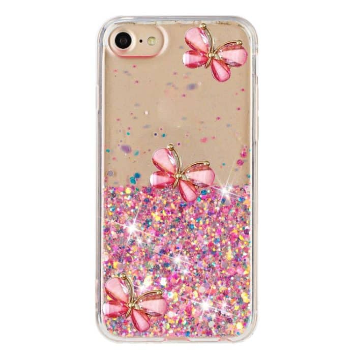 Leuchtende Sternenhimmel Glitzer Schmetterling TPU Handyhülle, For iPhone 7 / 8 / SE 2022, For iPhone 13 Pro Max, For iPhone 13 Pro, For iPhone 13, For iPhone 12 / 12 Pro, For iPhone 12 Pro Max – Bild 2