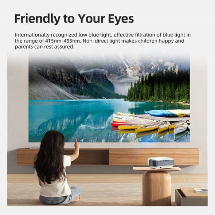 AUN A004 Pro 1920 x 1080P 9000 Lumen Android 9.0 Tragbarer LCD-Projektor, US Plug, UK Plug, EU Plug, AU Plug – Bild 9