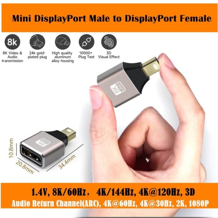 8K 60Hz DisplayPort Stecker auf Mini DisplayPort Buchse Adapter DP Konverter – Bild 4