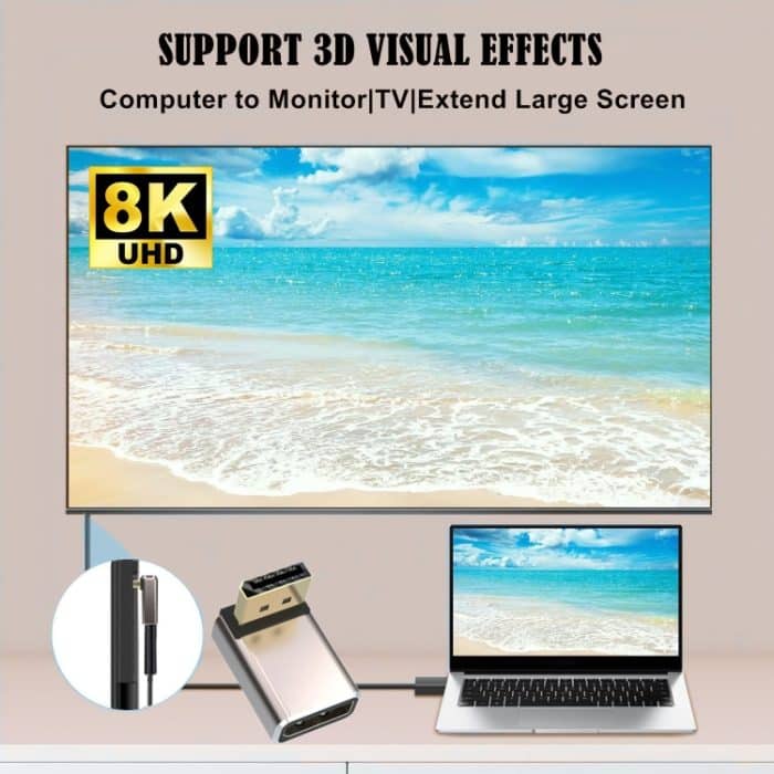 8K 60Hz PD1.4 Adapterkonverter, Displayport-Stecker auf Displayport-Buchse, Up, Down, Left, Right – Bild 4