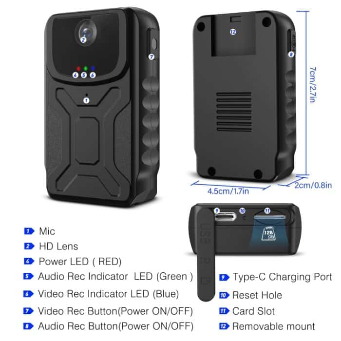 860B 1080P 140 Grad Weitwinkel tragbare tragbare Minikamera – Bild 3