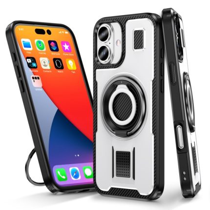 Ringhalter Carbon Fiber PC Hybrid TPU Telefonhülle, For iPhone 16, For iPhone 15 Pro Max, For iPhone 15 Pro