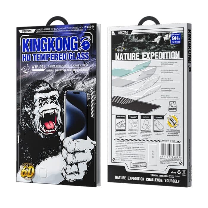 WK WTP-091 King Kong 6D gebogene HD-Hartglasfolie, For iPhone 16 Pro Max, For iPhone 16 Pro, For iPhone 16 Plus / 15 Plus, For iPhone 16 / 15 – Bild 4