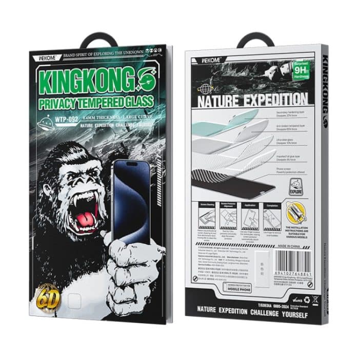 WK WTP-092 King Kong 6D gebogene 28-Grad-Sichtschutzfolie aus gehärtetem Glas, For iPhone 16 Pro Max, For iPhone 16 Pro, For iPhone 16 Plus / 15 Plus, For iPhone 16 / 15 – Bild 4