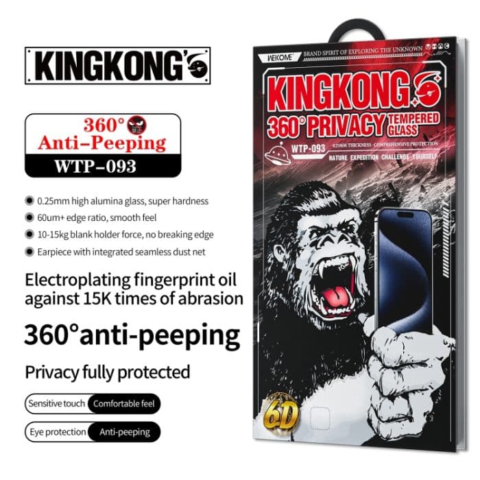 WK WTP-093 King Kong 6D gebogene 360-Grad-Sichtschutzfolie aus gehärtetem Glas, For iPhone 16 Pro Max, For iPhone 16 Pro, For iPhone 16 Plus / 15 Plus, For iPhone 16 / 15 – Bild 2