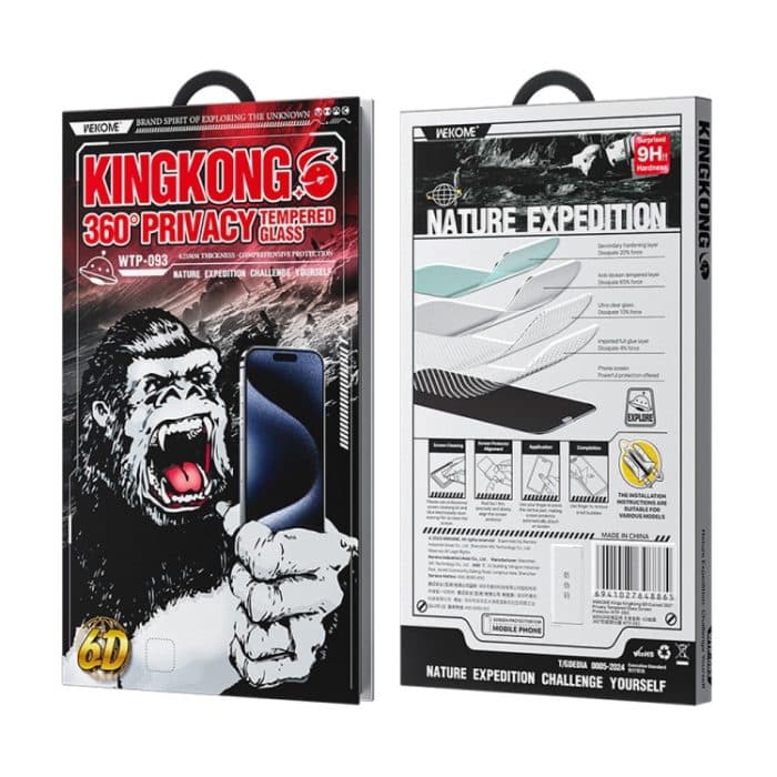 WK WTP-093 King Kong 6D gebogene 360-Grad-Sichtschutzfolie aus gehärtetem Glas, For iPhone 16 Pro Max, For iPhone 16 Pro, For iPhone 16 Plus / 15 Plus, For iPhone 16 / 15 – Bild 4