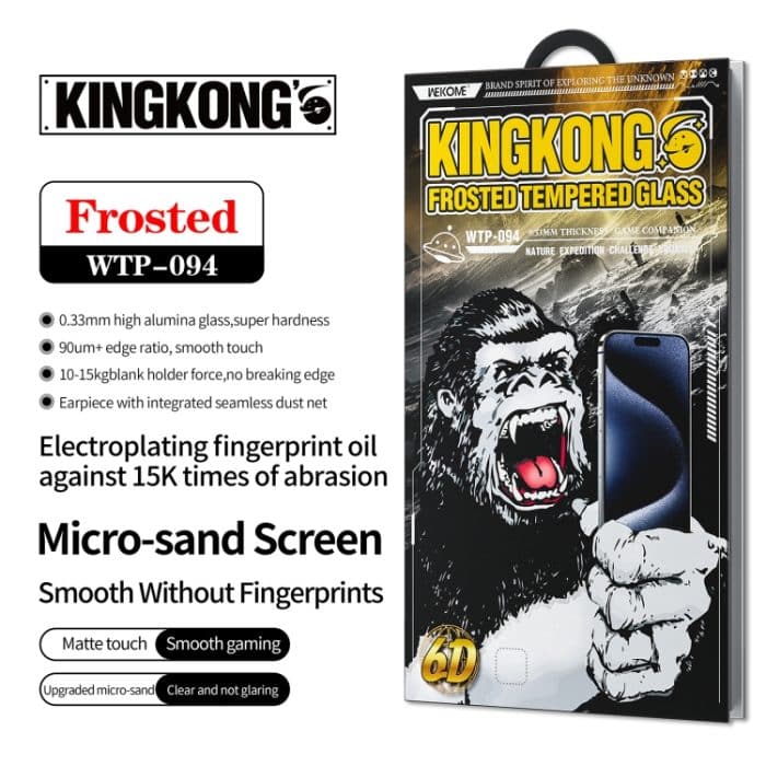WK WTP-094 King Kong 6D gebogene, mattierte Hartglasfolie, For iPhone 16 Pro Max, For iPhone 16 Pro, For iPhone 16 Plus / 15 Plus, For iPhone 16 / 15 – Bild 2