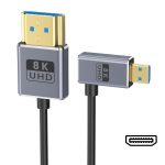 60 cm koaxiales Micro-HDMI-auf-HDMI-Videoverbindungskabel 8K UHD 48 Gbit/s, 60cm Right Elbow, 60cm Straight Head, 60cm Left Elbow
