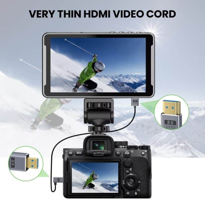 60 cm koaxiales Micro-HDMI-auf-HDMI-Videoverbindungskabel 8K UHD 48 Gbit/s, 60cm Right Elbow, 60cm Straight Head, 60cm Left Elbow – Bild 4