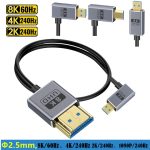 1,2 m koaxiales Micro-HDMI-auf-HDMI-Videoverbindungskabel, 8K UHD, 48 Gbit/s, 120cm Right Elbow, 120cm Straight Head, 120cm Left Elbow – Bild 2