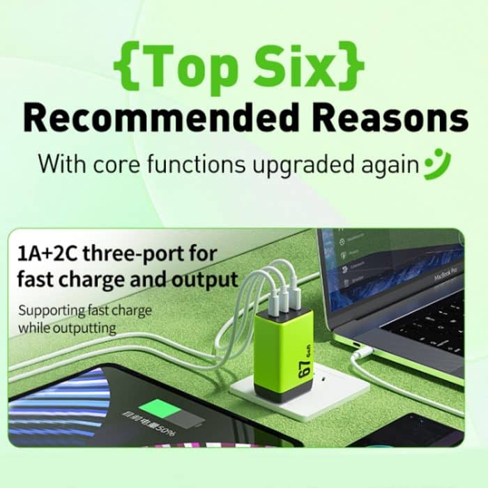 WK WP-U157 67 W USB-C / Typ-Cx2, USB-GaN-Schnellladegerät, EU Plug, UK Plug – Bild 3