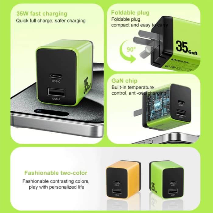 WK WP-U36 35 W USB-C / Typ-C, USB GaN Schnellladegerät, EU Plug, UK Plug – Bild 3