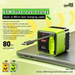 WK WP-U39 65 W USB-C / Typ-C, USB GaN Schnellladegerät mit 80 cm Typ-C Kabel, EU Plug, US Plug – Bild 2