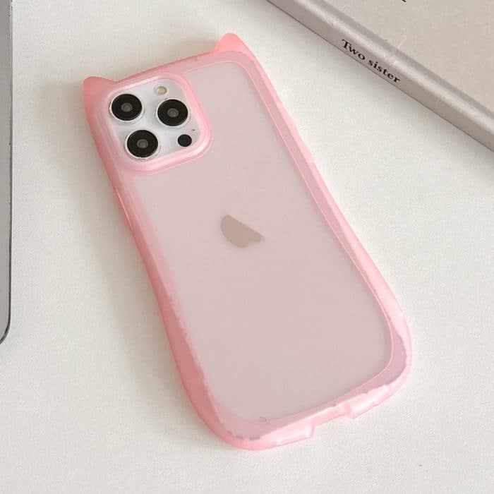 Mattierte transparente TPU-Telefonhülle mit Katzenkopf, For iPhone 15 Pro Max, For iPhone 15 Pro, For iPhone 15 Plus, For iPhone 15, For iPhone 14 Plus, For iPhone 14 – Bild 1