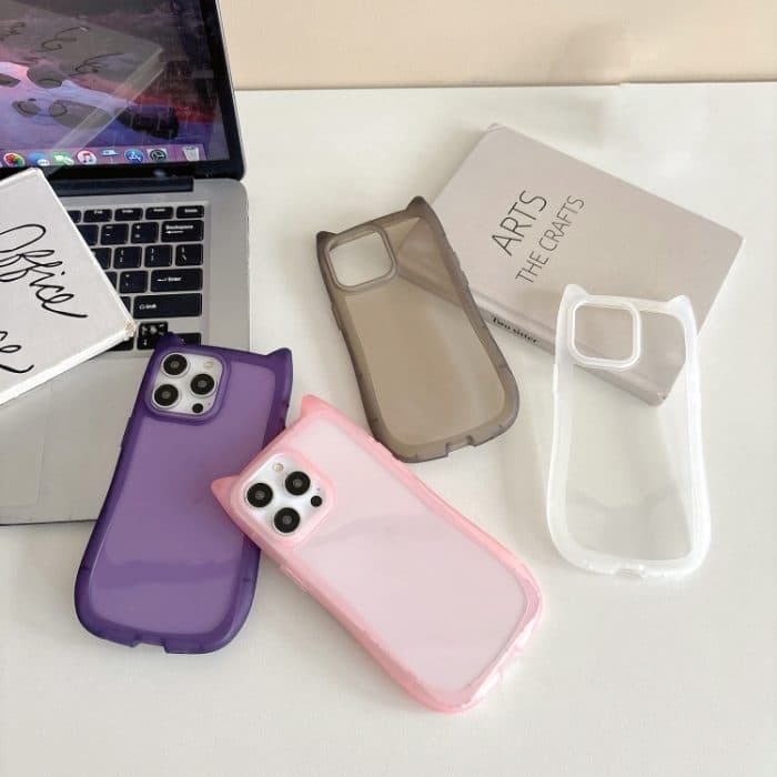 Mattierte transparente TPU-Telefonhülle mit Katzenkopf, For iPhone 15 Pro Max, For iPhone 15 Pro, For iPhone 15 Plus, For iPhone 15, For iPhone 14 Plus, For iPhone 14 – Bild 2