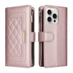 Crossbody Reißverschluss Geldbörse Rhombus Leder Handyhülle, For iPhone 16 Pro Max, For iPhone 16 Pro, For iPhone 16 Plus, For iPhone 16 – Bild 3