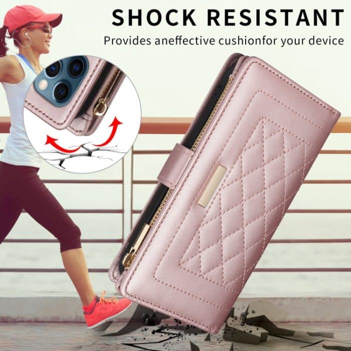 Crossbody Reißverschluss Geldbörse Rhombus Leder Handyhülle, For iPhone 15 Pro Max, For iPhone 15 Pro, For iPhone 15 Plus / 14 Plus, For iPhone 15 – Bild 6