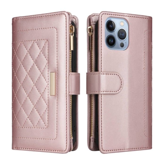 Crossbody Reißverschluss Geldbörse Rhombus Leder Handyhülle, For iPhone 13 Pro Max, For iPhone 13 Pro, For iPhone 12 / 12 Pro, For iPhone 12 Pro Max – Bild 3