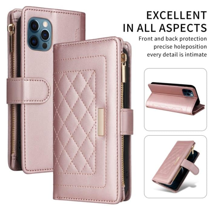 Crossbody Reißverschluss Geldbörse Rhombus Leder Handyhülle, For iPhone 11 Pro Max, For iPhone 11, For iPhone 11 Pro, For iPhone X / XS – Bild 2