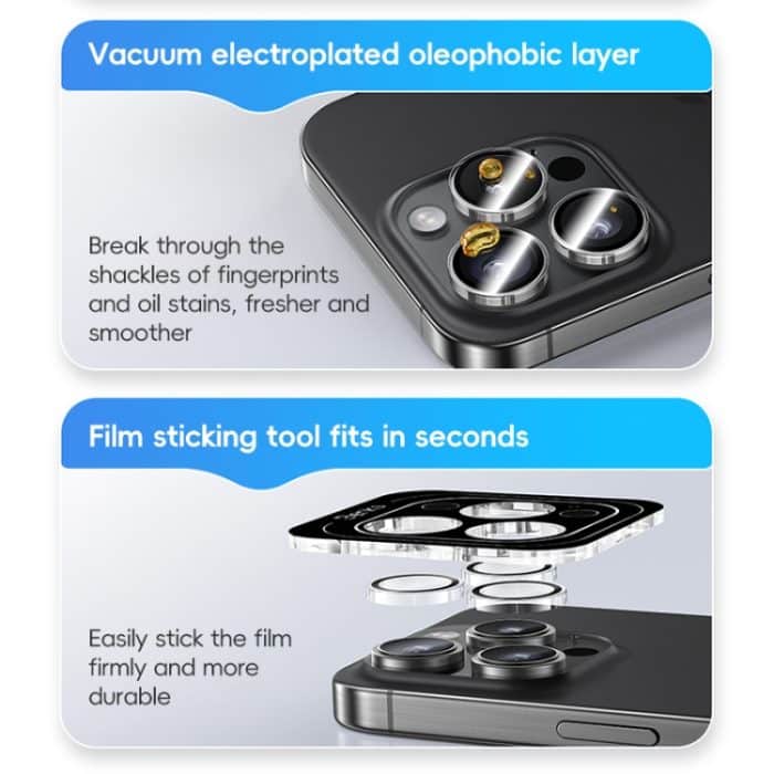 Benks King Kong Serie Corning Schutzfolie für einzelne klare Linsen, For iPhone 16 Pro Max, For iPhone 16 Pro – Bild 6