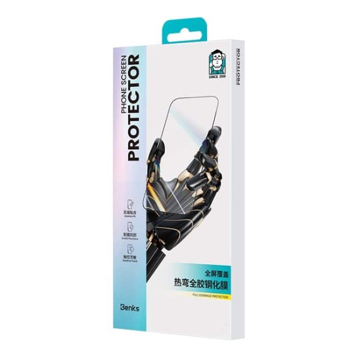 Benks Black Gold Series 3D-Wärmebiege-Vollkleber, vollflächige Abdeckung, HD-gehärteter Film, For iPhone 16 Pro Max, For iPhone 16 Pro, For iPhone 16 Plus, For iPhone 16 – Bild 12