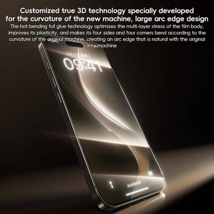 Benks Black Gold Series 3D-Wärmebiege-Vollkleber, vollflächige Abdeckung, HD-gehärteter Film, For iPhone 16 Pro Max, For iPhone 16 Pro, For iPhone 16 Plus, For iPhone 16 – Bild 3