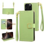 Crossbody-Telefonhülle aus Leder mit Litschi-Textur und quadratischer Schnalle, For iPhone 16 Pro Max, For iPhone 16 Pro, For iPhone 16 Plus