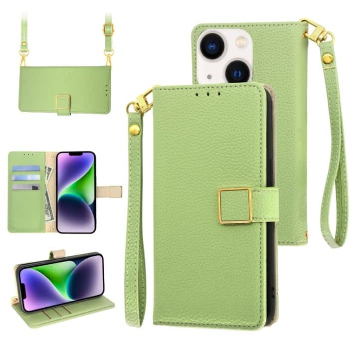 Crossbody-Telefonhülle aus Leder mit Litschi-Textur und quadratischer Schnalle, For iPhone 14, For iPhone 14 Pro, For iPhone 14 Pro Max – Bild 1
