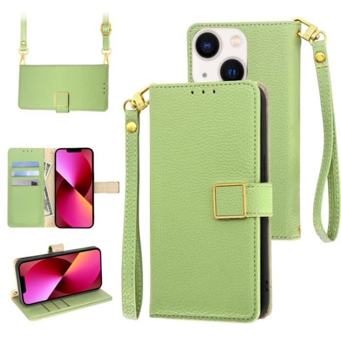 Crossbody-Telefonhülle aus Leder mit Litschi-Textur und quadratischer Schnalle, For iPhone 13 mini, For iPhone 12 / 12 Pro, For iPhone 12 Pro Max – Bild 1