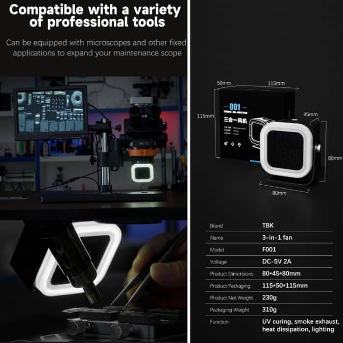 TBK F001 3 in 1 Rauchen & UV-Härtung & Filtration Rauchabzug Multifunktionsventilator – Bild 2
