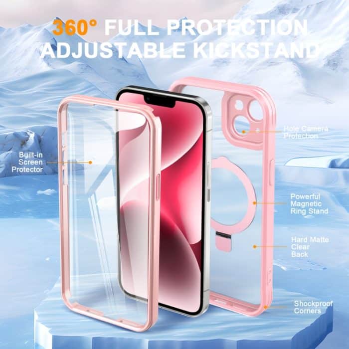 Skin Feel MagSafe Holder 360 Ganzkörper-Telefonhülle, For iPhone 14 / 13, For iPhone 14 Pro, For iPhone 14 Pro Max, For iPhone 13 Pro Max – Bild 2