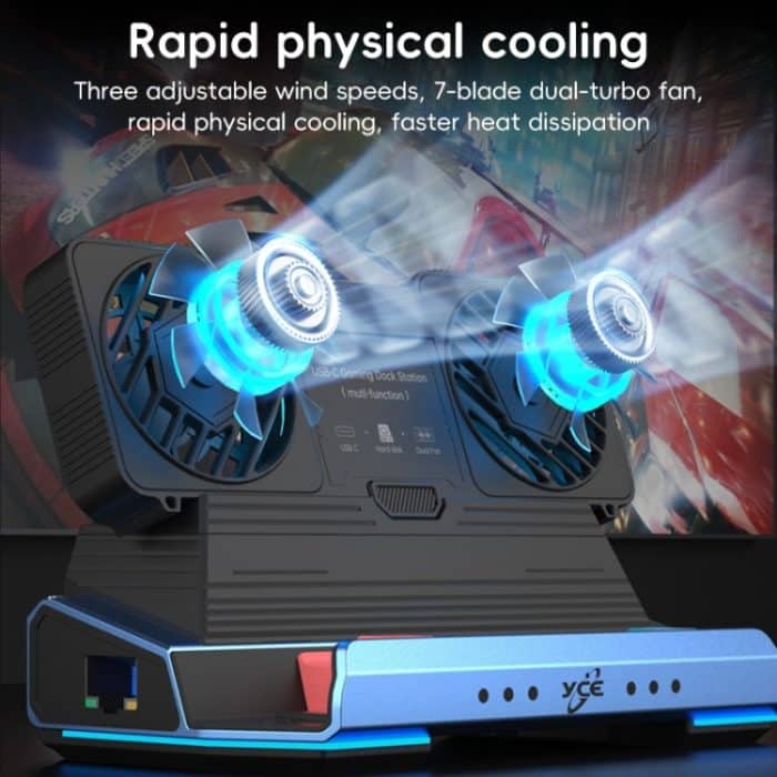 YCE-V279A 9-in-1-USB-C-Gaming-Dockstation mit abnehmbarem Lüfter, 9 in 1 – Bild 7