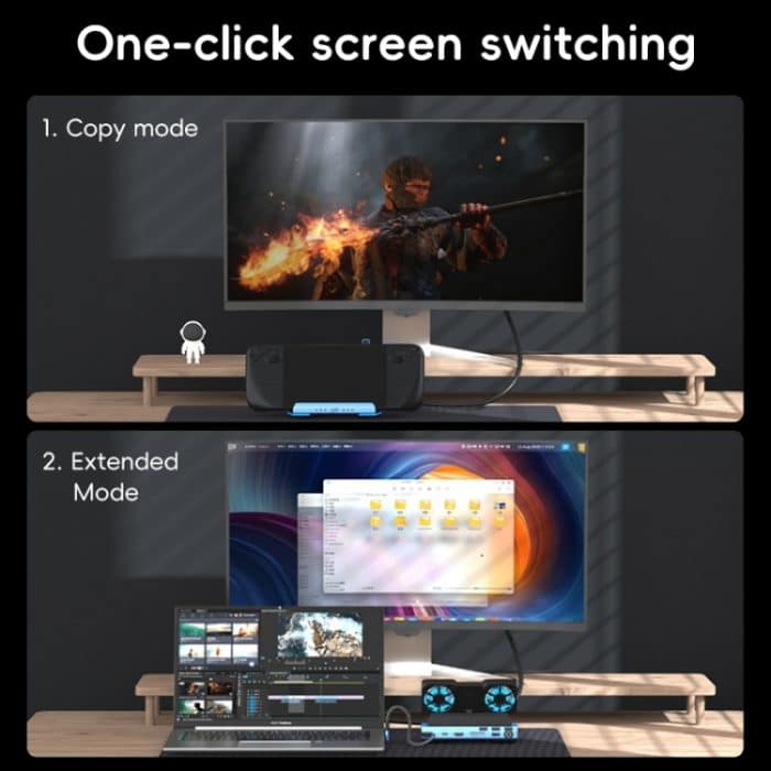 YCE-V279A 9-in-1-USB-C-Gaming-Dockstation mit abnehmbarem Lüfter, 9 in 1 – Bild 8