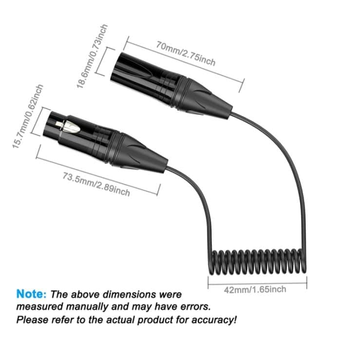 Symmetrisches, geschirmtes, gewickeltes Kabel aus reinem Kupfer für Audiomikrofone, Länge: 0,5 m, XLR 3 Pin Male to XLR 3 Pin Female – Bild 2