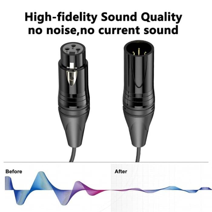 Symmetrisches, geschirmtes, gewickeltes Kabel aus reinem Kupfer für Audiomikrofone, Länge: 0,5 m, XLR 3 Pin Male to XLR 3 Pin Female – Bild 3