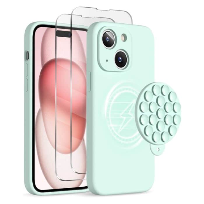 MagSafe-Telefonhülle mit Saugnapf aus Silikon und Displayschutzfolie, For iPhone 15 Plus, For iPhone 15, For iPhone 14 Plus – Bild 1