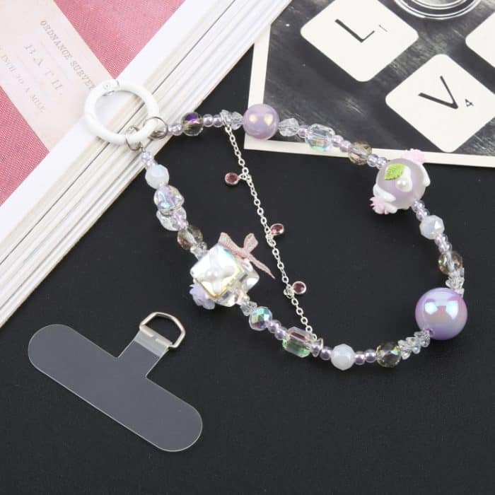 Handy Anti-Verlust Blumenblock Perlenkette Kurzes Schlüsselband – Bild 2